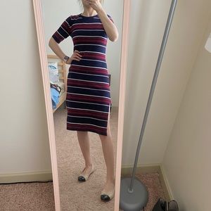 Fitted striped knit dress!